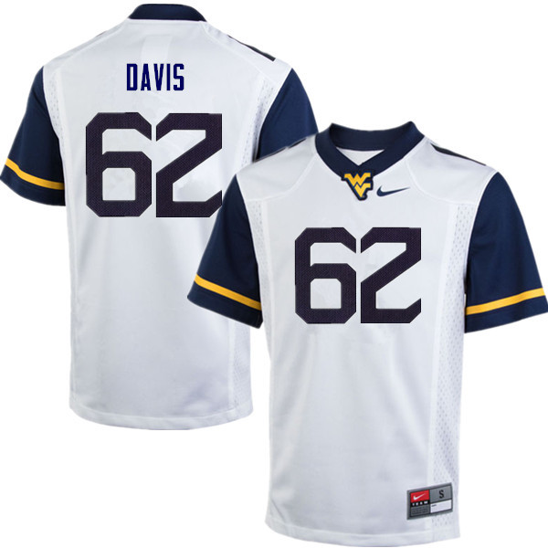 NCAA Men's Zach Davis West Virginia Mountaineers White #62 Nike Stitched Football College Authentic Jersey AT23Y00OI